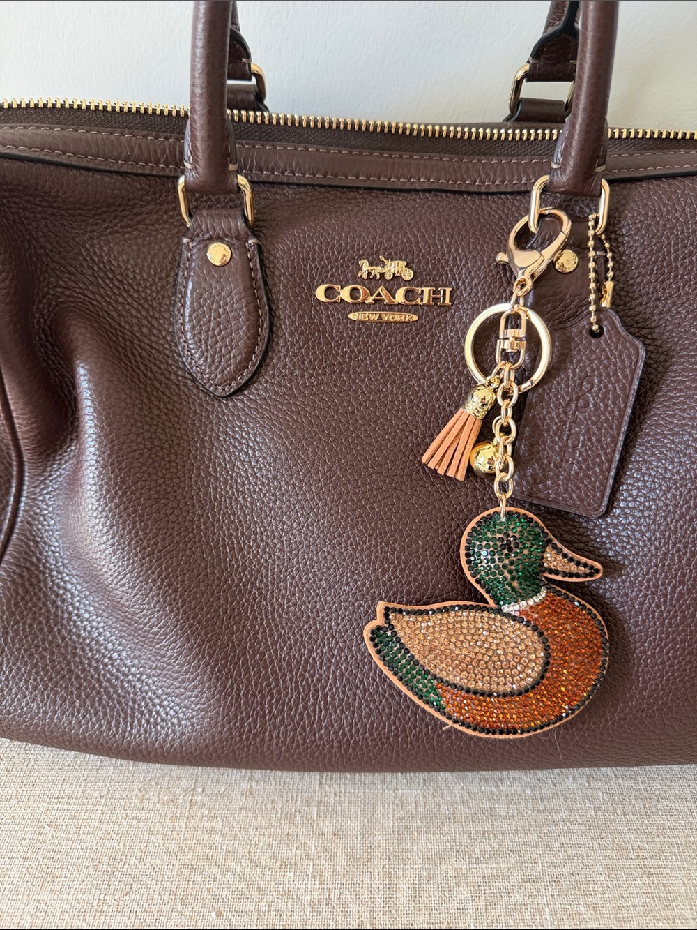 NWOT Mallard Duck Rhinestone Keychain / Handbag Charm